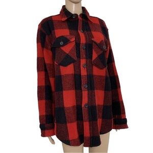 Vintage Woolrich Red & Black Buffalo Plaid Hunting Shirt Jacket Wool Sz M USA